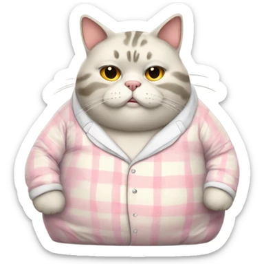 Fat cat in pajamas  sticker