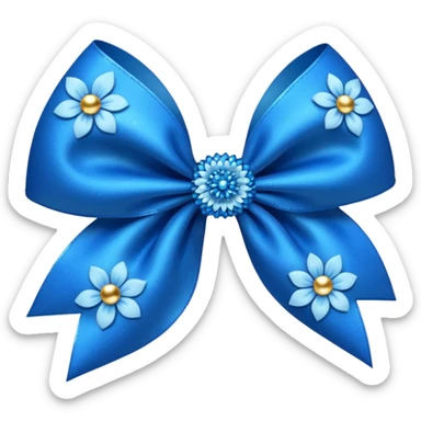 blue flower bow with glitter sticker