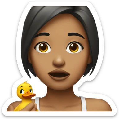 Girl crying and making peace sign with hand, making a duck face sticker