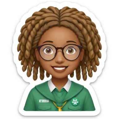 African American Girl Scout with glasses and locs sticker