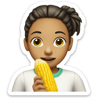 girl eat corn sticker