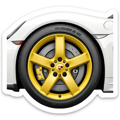 Matte White colored exterior 2024 Porsche 718 Cayman GTS 4.0 with yellow ceramic brake calipers and dark silver anthracite rims sticker