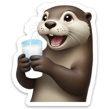Otter drinking milk sticker