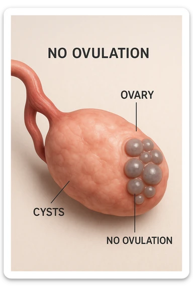 Ovulazione assente  in 3D immagine medica donna pcos sticker