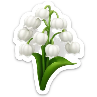 cute lilly of the valley flower emoji, white, dramatic  sticker