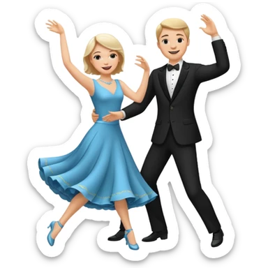 White Man and white woman dancing white sticker