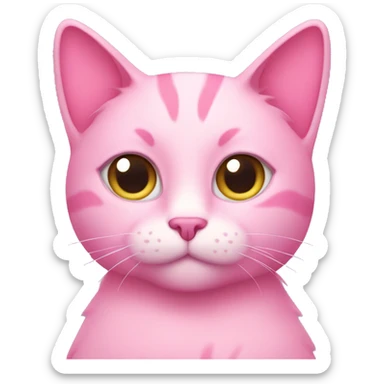 Pink cat with pink hearts instead of eyes sticker