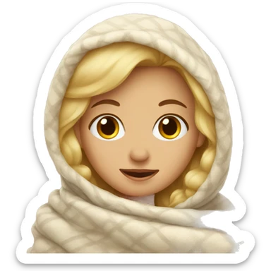 Blonde Girl in cozy blanket sticker