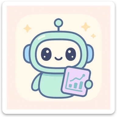 AI data-analysis assistant, modern, friendly, tech-inspired, suitable for an app icon, kawaii style sticker