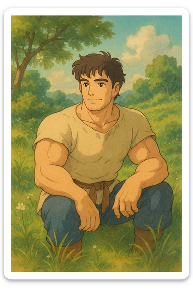 muscular man sticker