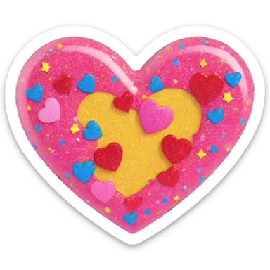 heart with multicolor chunky glitter sticker