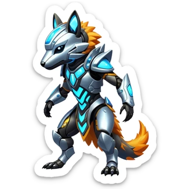 Shiny Epic Edgy Cool Colorful Vibrant Modern Vernid-Protogen-creature-animal, full body  sticker