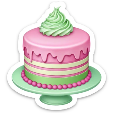 Pink cake with green cream sticker