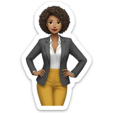 Syntia Mujer cabello largo mestiza emprendedora con blazer sticker