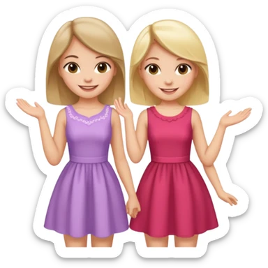 a brunette girl and a blonde girl in cute dresses smiling friends sticker