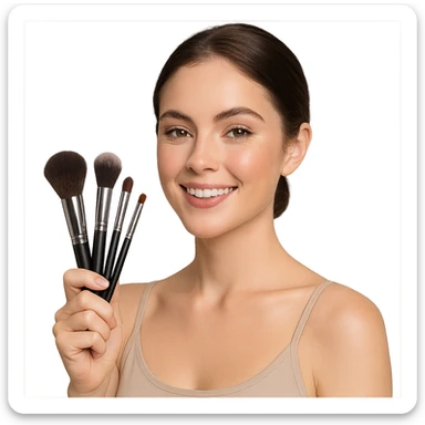 person holding makeup brushes, variation 1 sticker
