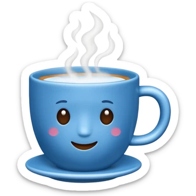 blue coffee cup with steam sticker