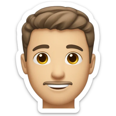 cute white man round face with dark brown fade haircut brown eyes sticker