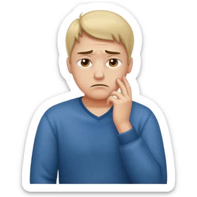 man sitting, slouched posture, frustrated, depressed, frowning sticker