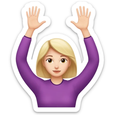 A woman who just woke up, stretching lazily with her hands raised sticker