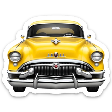 vintage hot rod, based on 1956 Buick Century, yellow and black color scheme, shiny details sticker