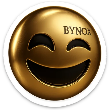 gold and black luxury emoji with 'BYNOX' text, shiny metallic, elegant, premium, 3D effect, minimal, powerful, try a different stylish font, no background sticker