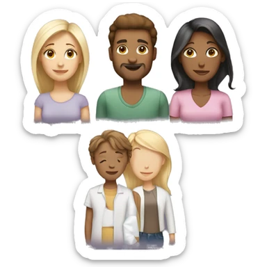 3 adults - 1 tall, one short and  woman sticker