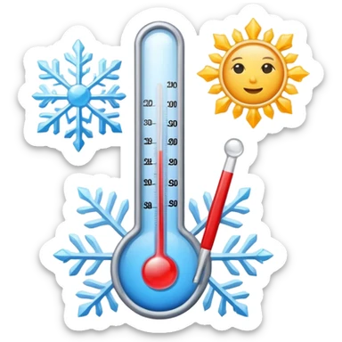 thermometer with snowflake and sun sticker