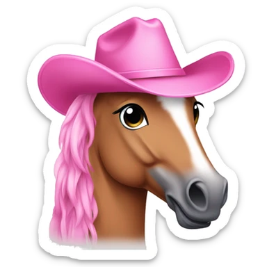Pink pony with pink cowgirl hat sticker
