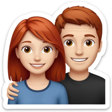 Red haired girl with white guy dark brown hair  romance sticker