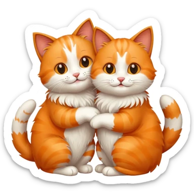 two happy cats hugging sticker
