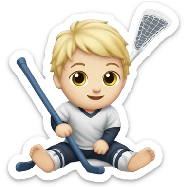 Little baby with hockey stick  sticker