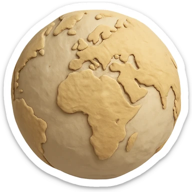 claymation style beige world globe with soft textures sticker