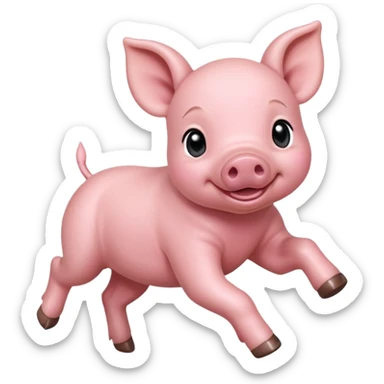 Baby Running Piglet – small pig dashing with tiny hooves lifted sticker