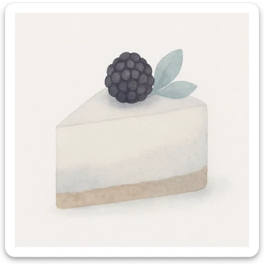 cheesecake de mora, watercolor style, soft and delicate tones sticker