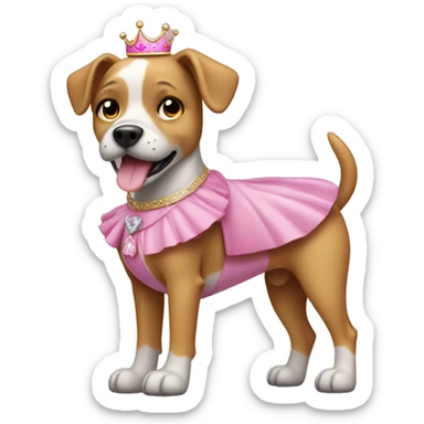 Dog wearing a pink princess dress sticker