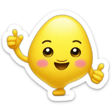 a yellow cute blob with big eyes is smiling with both hands thumbs up sticker