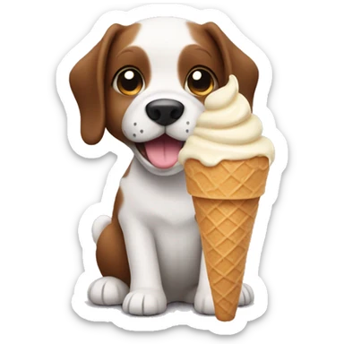 a little dog eating ice cream sticker