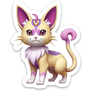 Meowth-Espeon-Skitty-Pokémon-Fakémon-hybrid-creature (full body) sticker