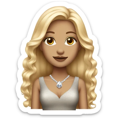 glam rich girl with diamonds with blonde long hair realistic  sticker