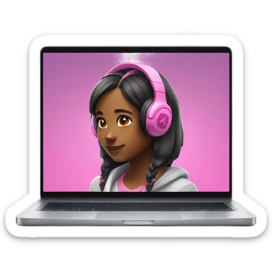 a girl playing fortnite with pink headphones  sticker