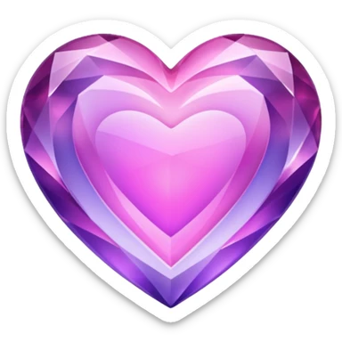 crystal heart emoji, pink and purple hues, glowing, gem-like sticker