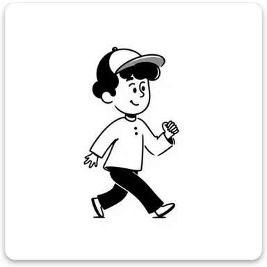 Simple sketch of a boy with a baseball cap sticker
