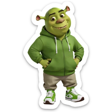 Shrek wearing a hoodie  sticker