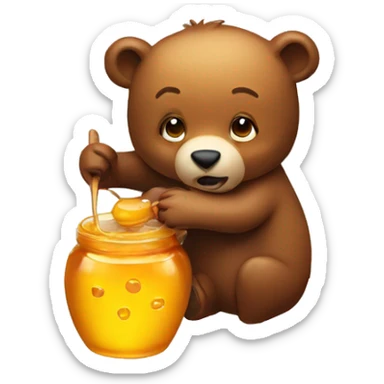 bear eating from a honey pot sticker