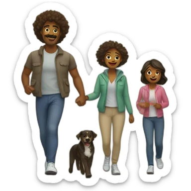 together family morning walk sticker