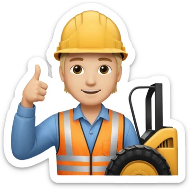 Blonde guy on a skid steer giving a thumbs up sticker