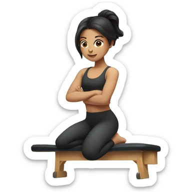 Girl with dark hair doing Pilates  sticker