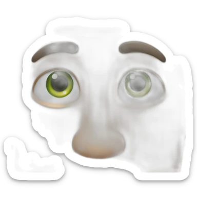 55-year-old man, a long nose, green eyes, bald hair to the side of head sticker