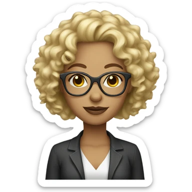 Blonde curly hair glasses woman sticker